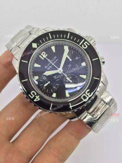 Swiss Grade Replica Blancpain Fifty Fathoms SS Black Chronograph watch